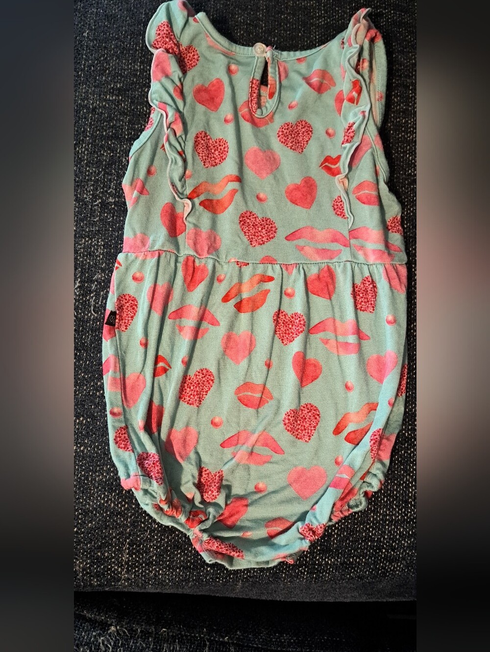 Girls Heart & Lip-print Bamboo Romper